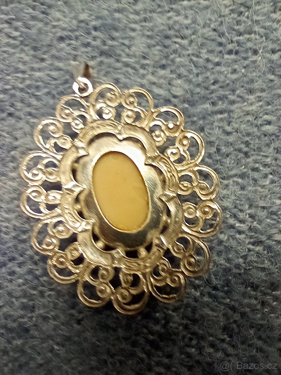 Velká starožitná kamej ve stříbře - přívěsek - 2