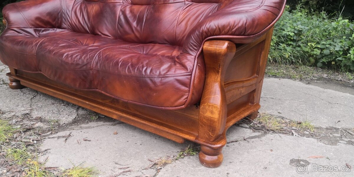 Kožená rozkládací trojsedačka - 2