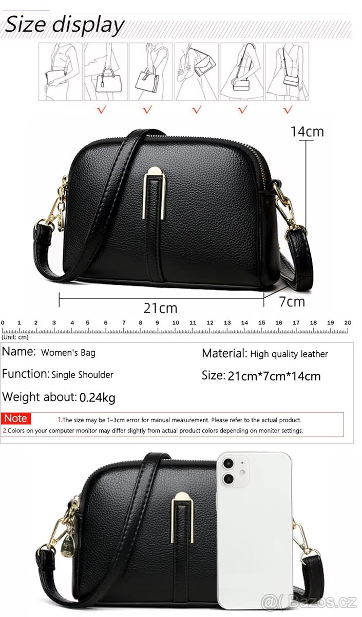 Dámská kožená kabelka Crossbody.NOVÁ - 2