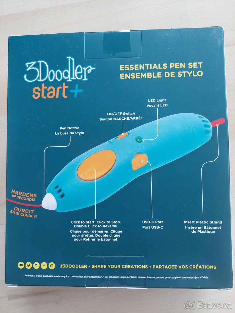 3Doodler 3D Pero Start+ a 72 náplní + 12 šablon-nové - 2