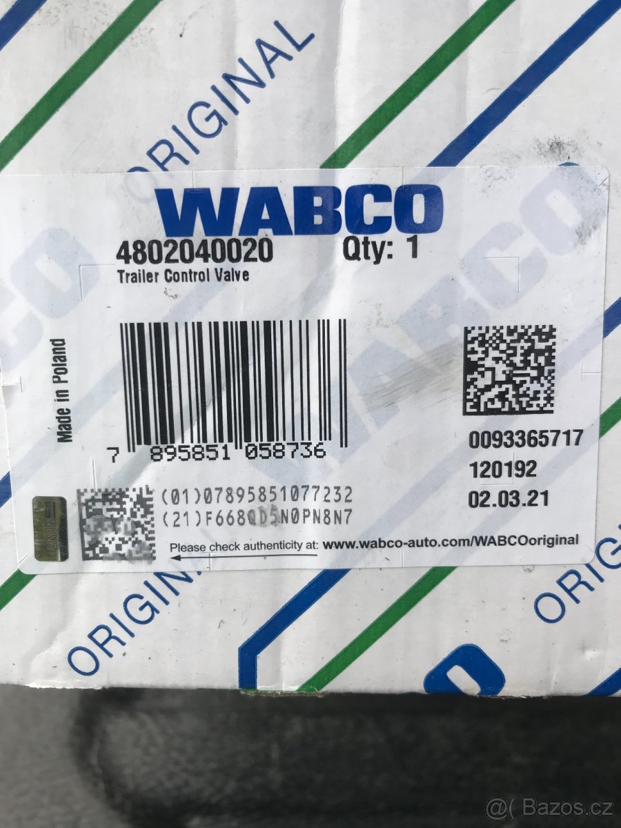 MAN Brzdový ventil přívěsu Wabco - 2
