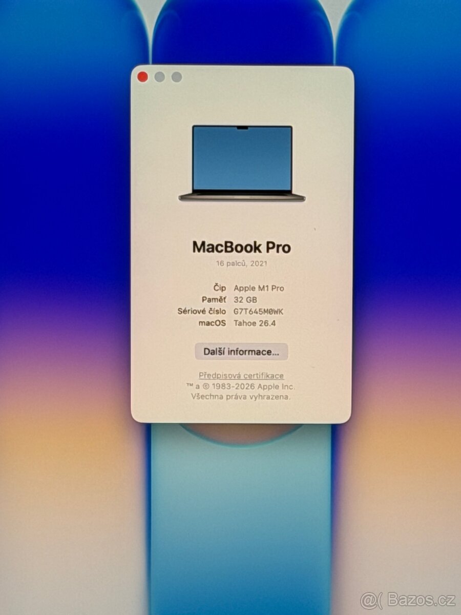 MacBook Pro 16” 2021 CTO/32GB/M1 Pro/512GB SSD DISK/Záruka - 2