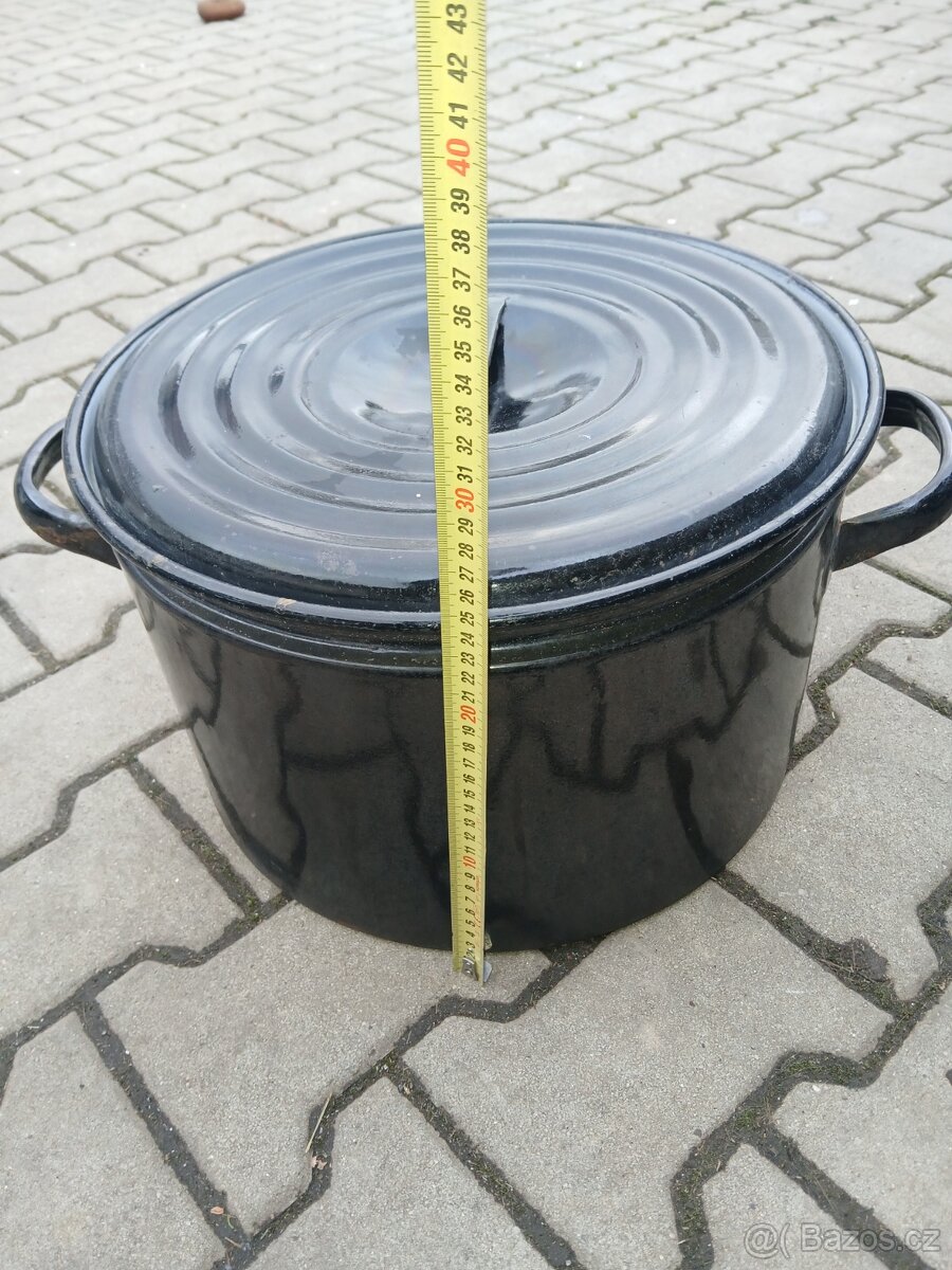 Smaltovaný hrnec s poklicí 40cm - 2