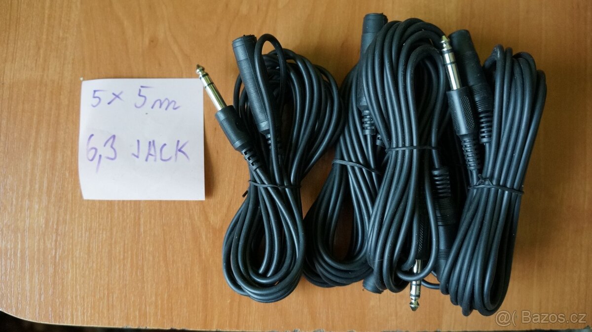 kabel Jack 6,3 prodlužovaci 5 m nový - 2