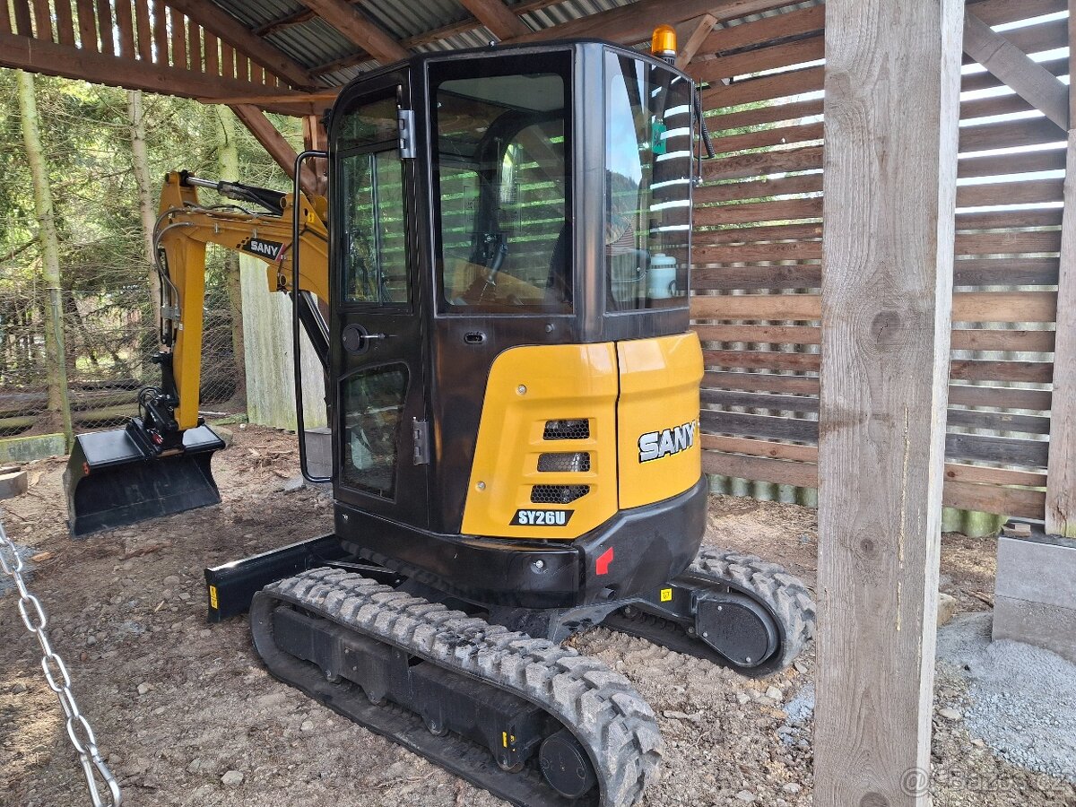 Minibagr SANY 26, pásové minirypadlo 2,8 tuny + powertilt. - 2