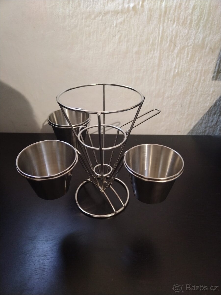 Stojánek na hranolky + mističky na omáčky - 2
