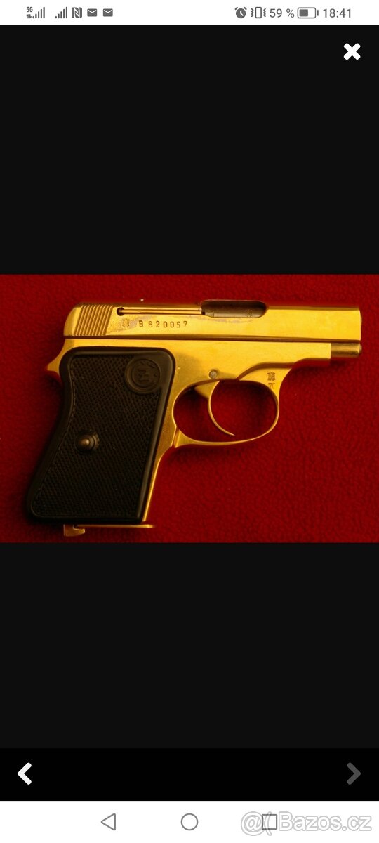 Pistole ČZ 45 v pozlaceném provedení - 2
