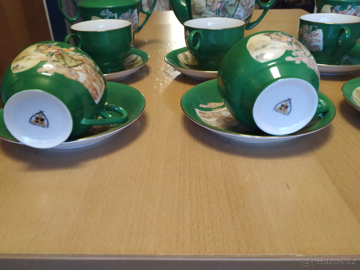 Čajová sada šálků s konvicí a cukřenkou, Čína - 2