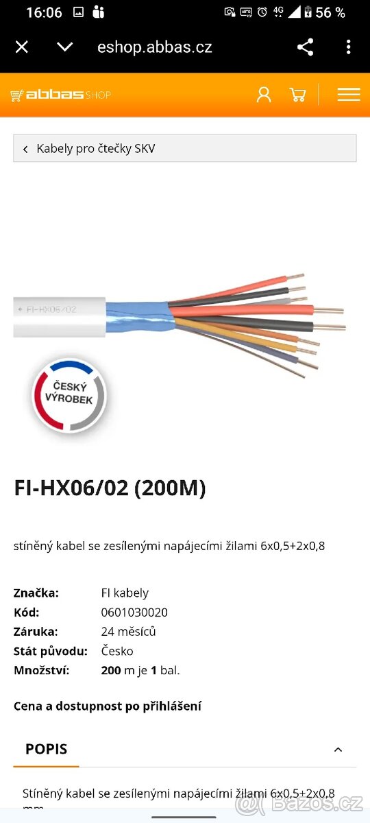 Kabel FI-HX06/02 (200m) - 2