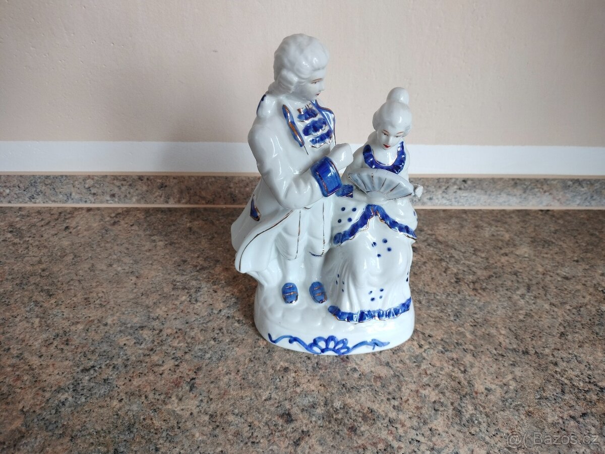 Rokokové figurky dáma a kavalír, 20 cm, - 2