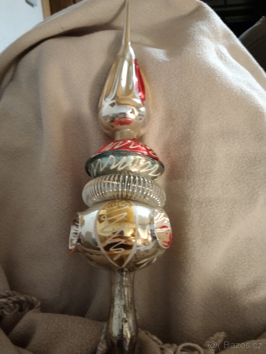 Retro skleněná špice na vánoční stromek - 2