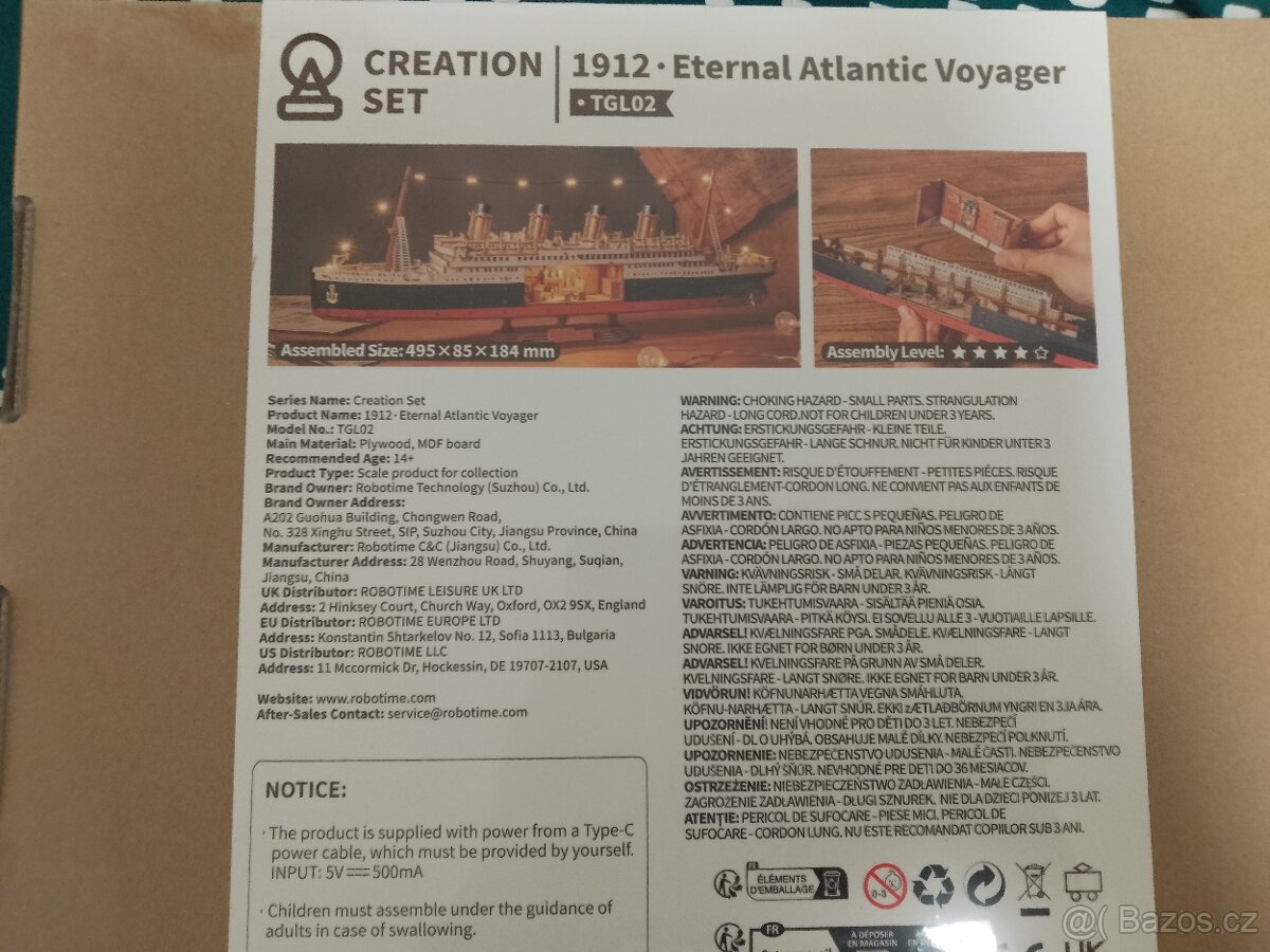 Prodám 3D dřevěné puzzle – model lodi 1912: Eternal A - 2