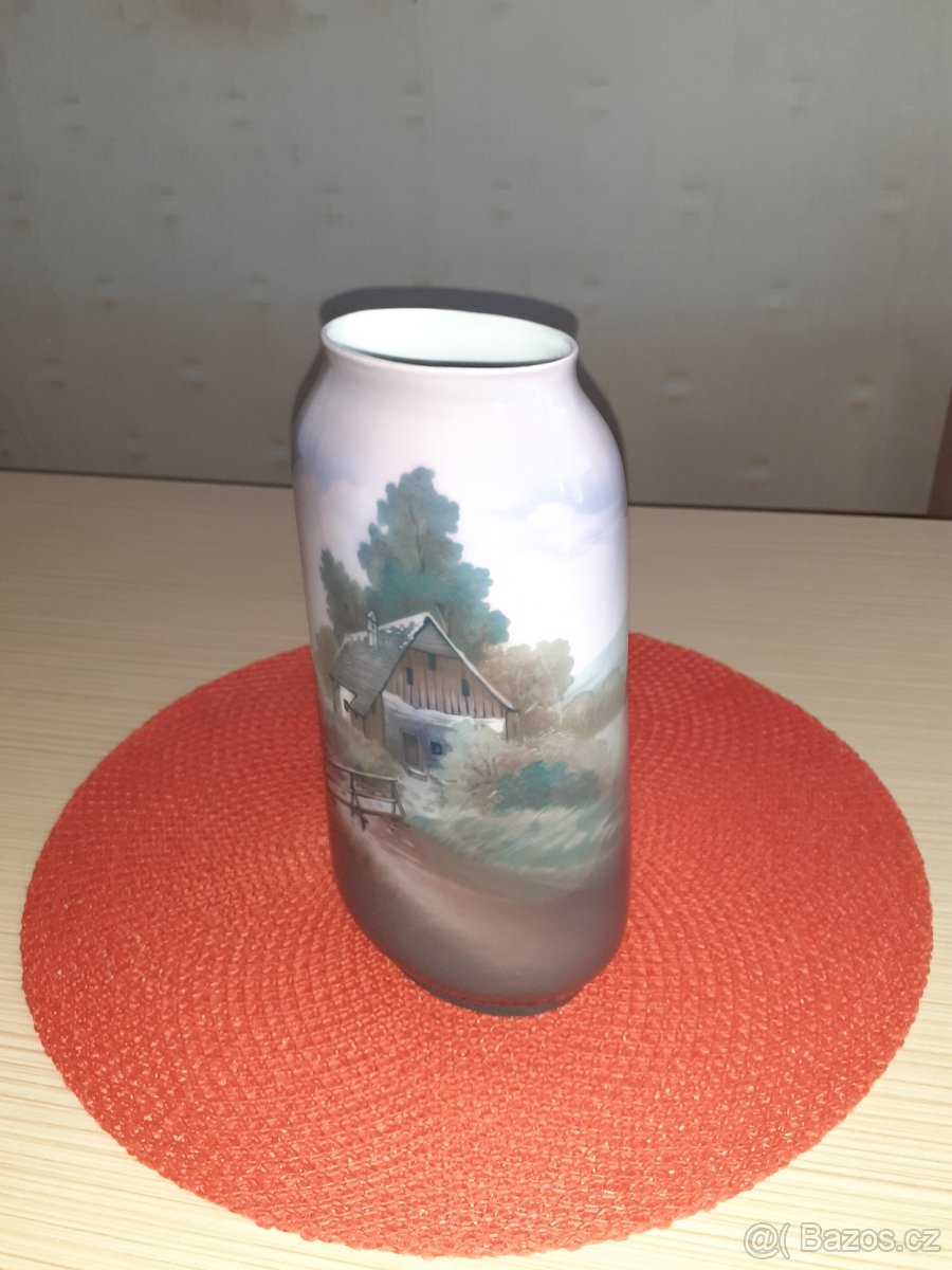 Secesní váza s malbou pod glazurou - Eichwald - 2