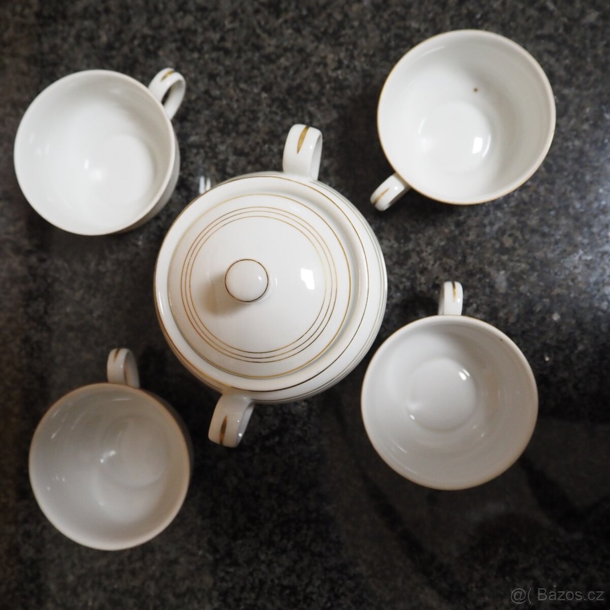 Porcelánové mini šálky + cukřenka - 2