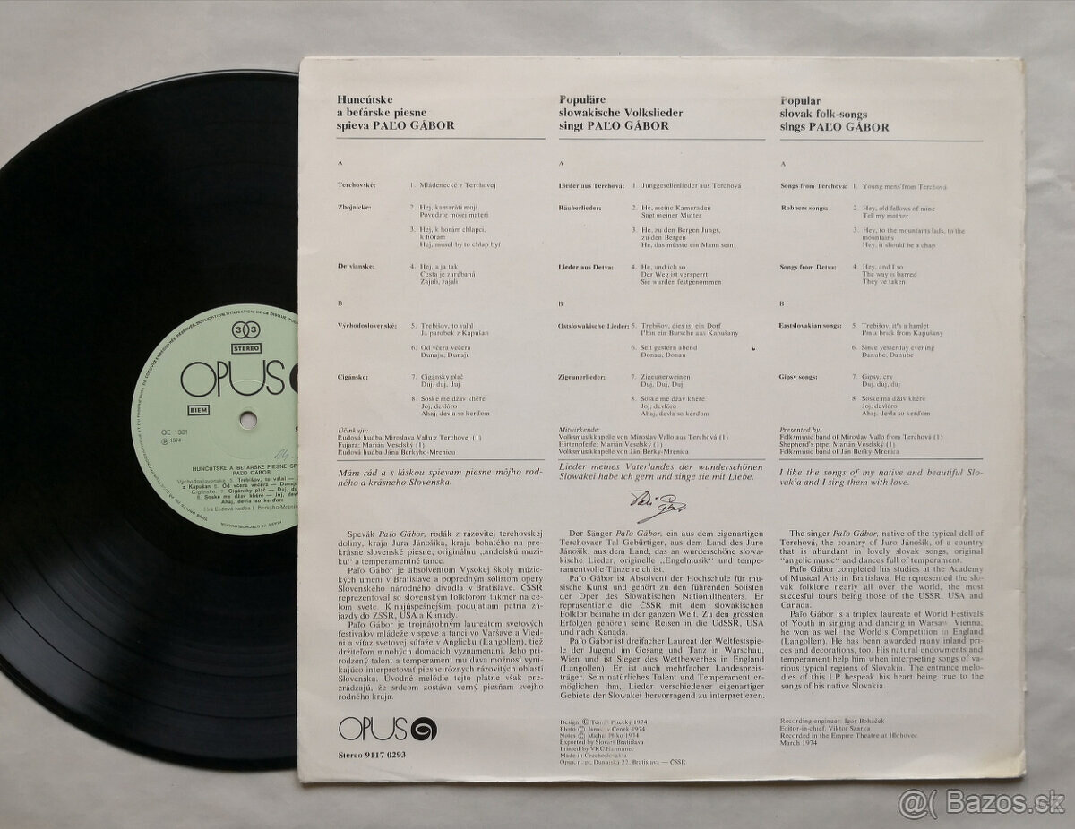 LP Paľo Gábor - Huncútske A Beťárske Piesne Spieva Paľo Gáb - 2