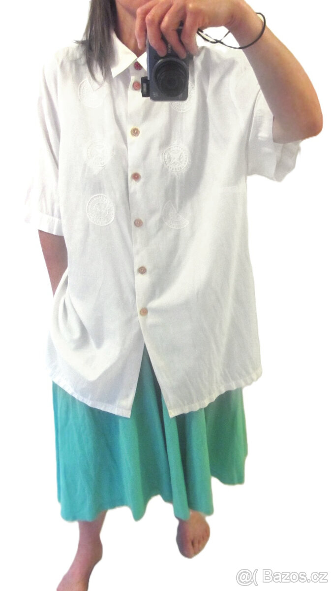 Vintage bílá dámská košile z 90.let plus velikost - 2