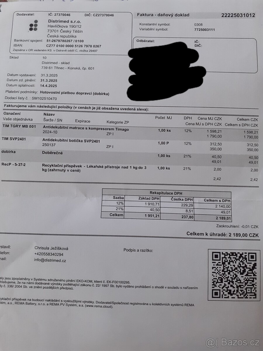 Antidekubitní aktivní matrace - 2