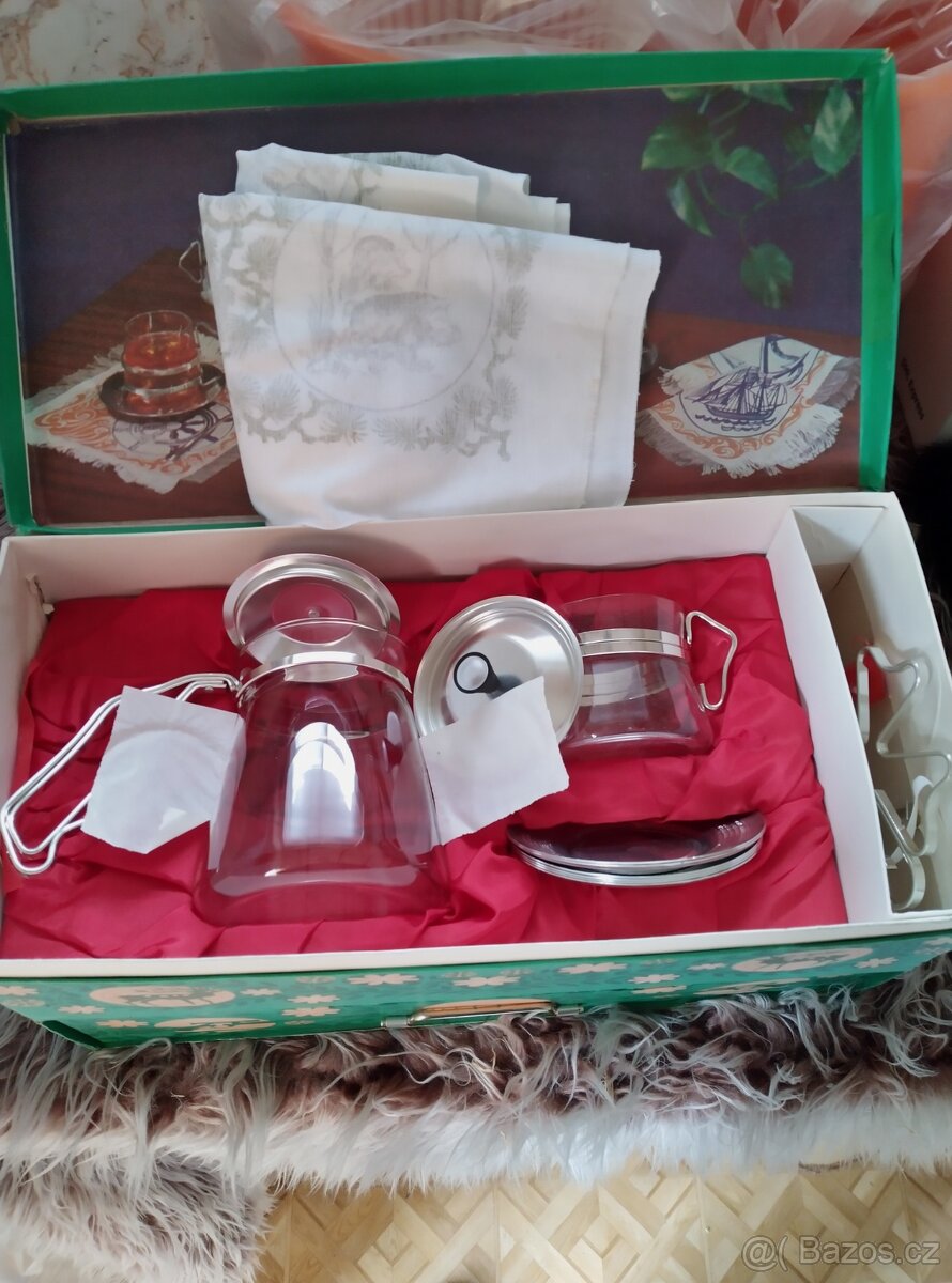 Skleneny set,motiv myslivost - 2