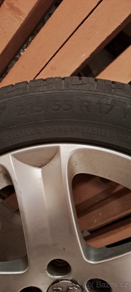 Orig.kola Peugeot + letni barum FR BRAVURIS 5HM 215/55 R17 - 2