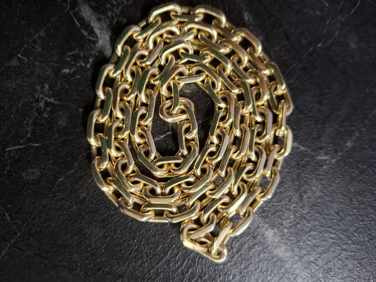 Zlatý plný puncovaný pilovaný řetízek - 2