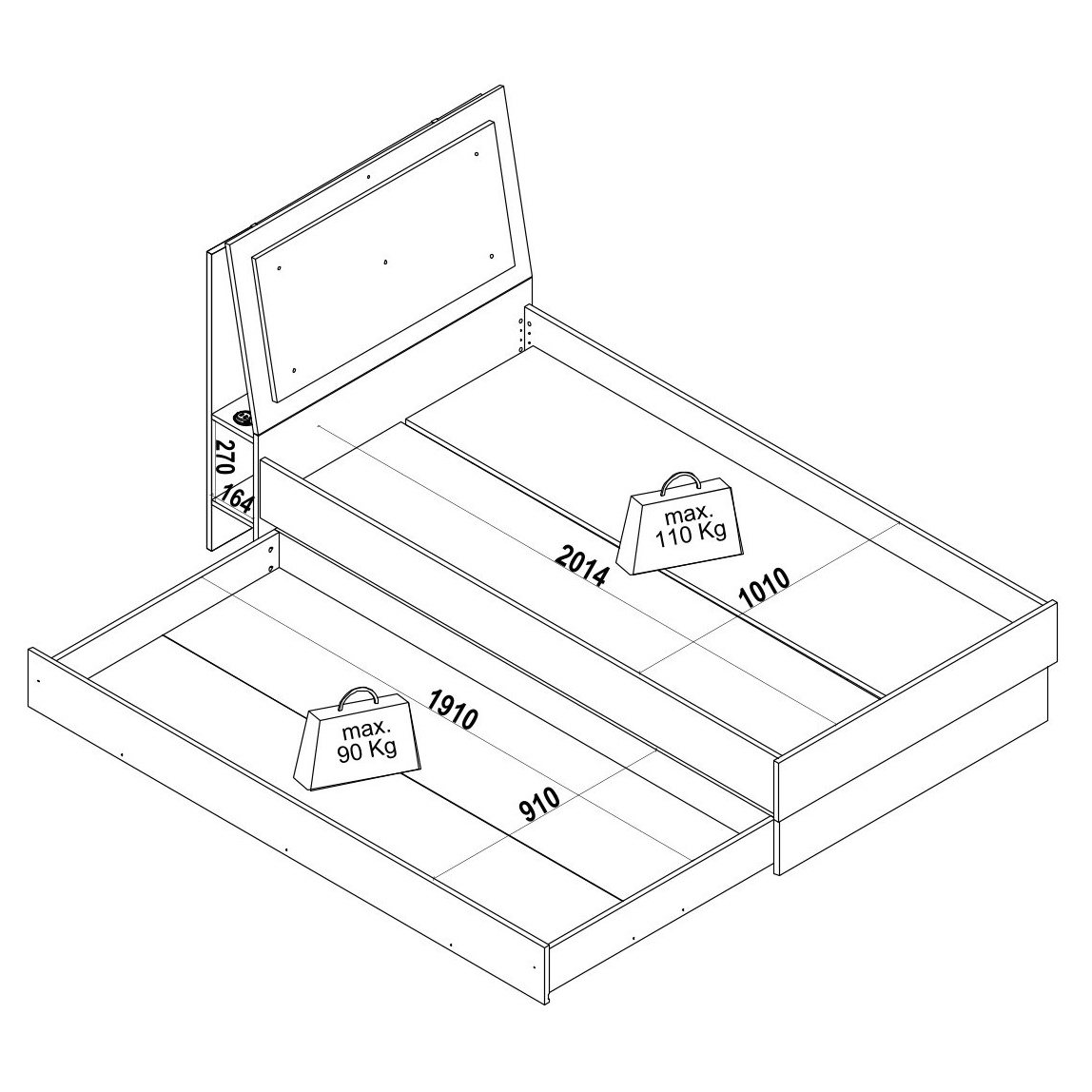💎 Luxusní studentská postel THOR 100x200 – NOVÁ, ZABALENÁ - 2