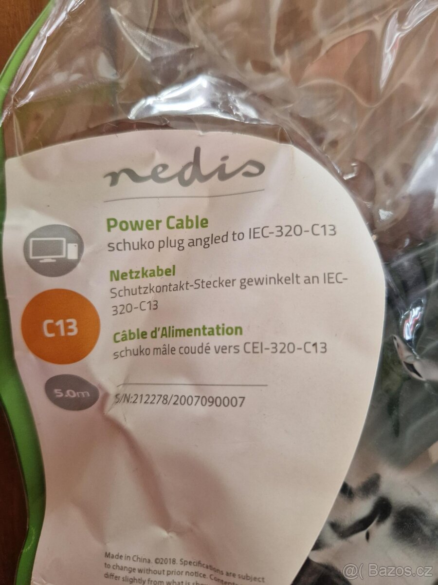 Nový napájecí kabel Nedis 5m (Schuko – IEC-320-C13) - 2
