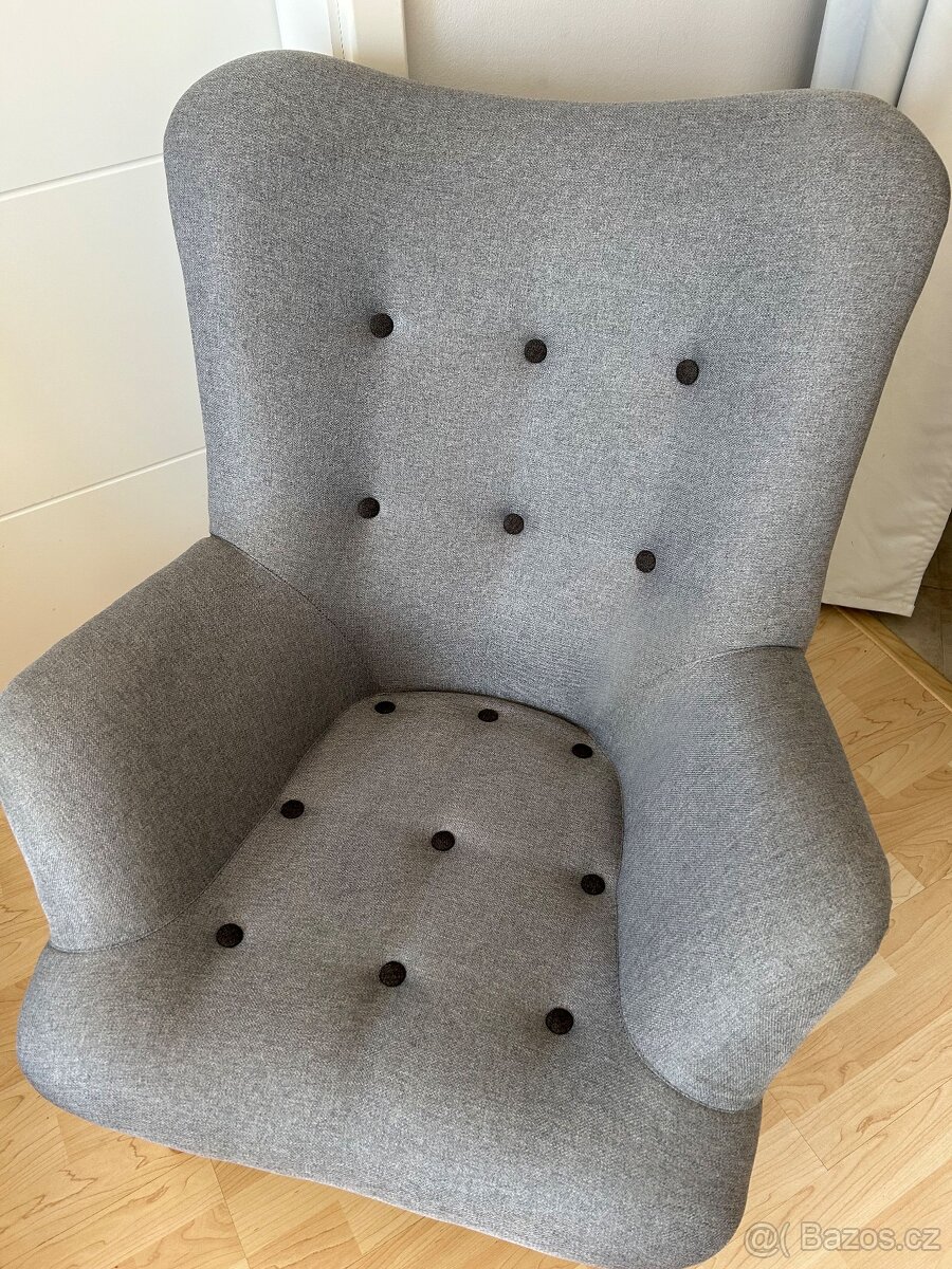 Křeslo ušák šedé - 2