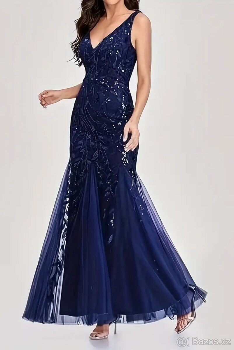 S-M NOVÉ plesové šaty MODRÉ - 2