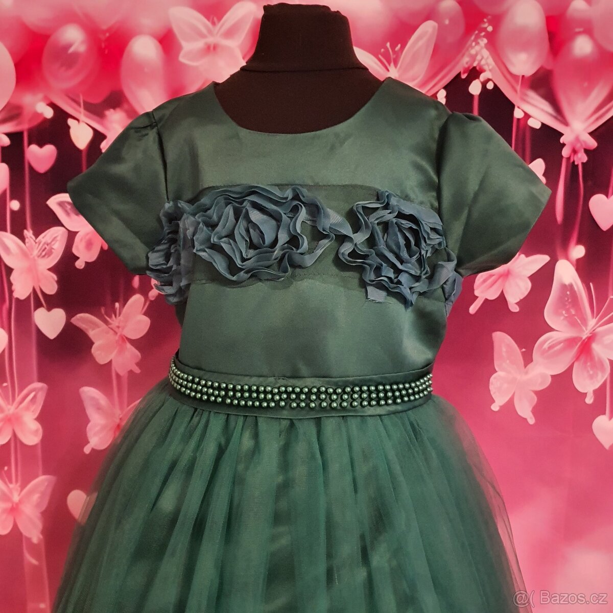 Dívčí společenské smaragdové šaty - 2