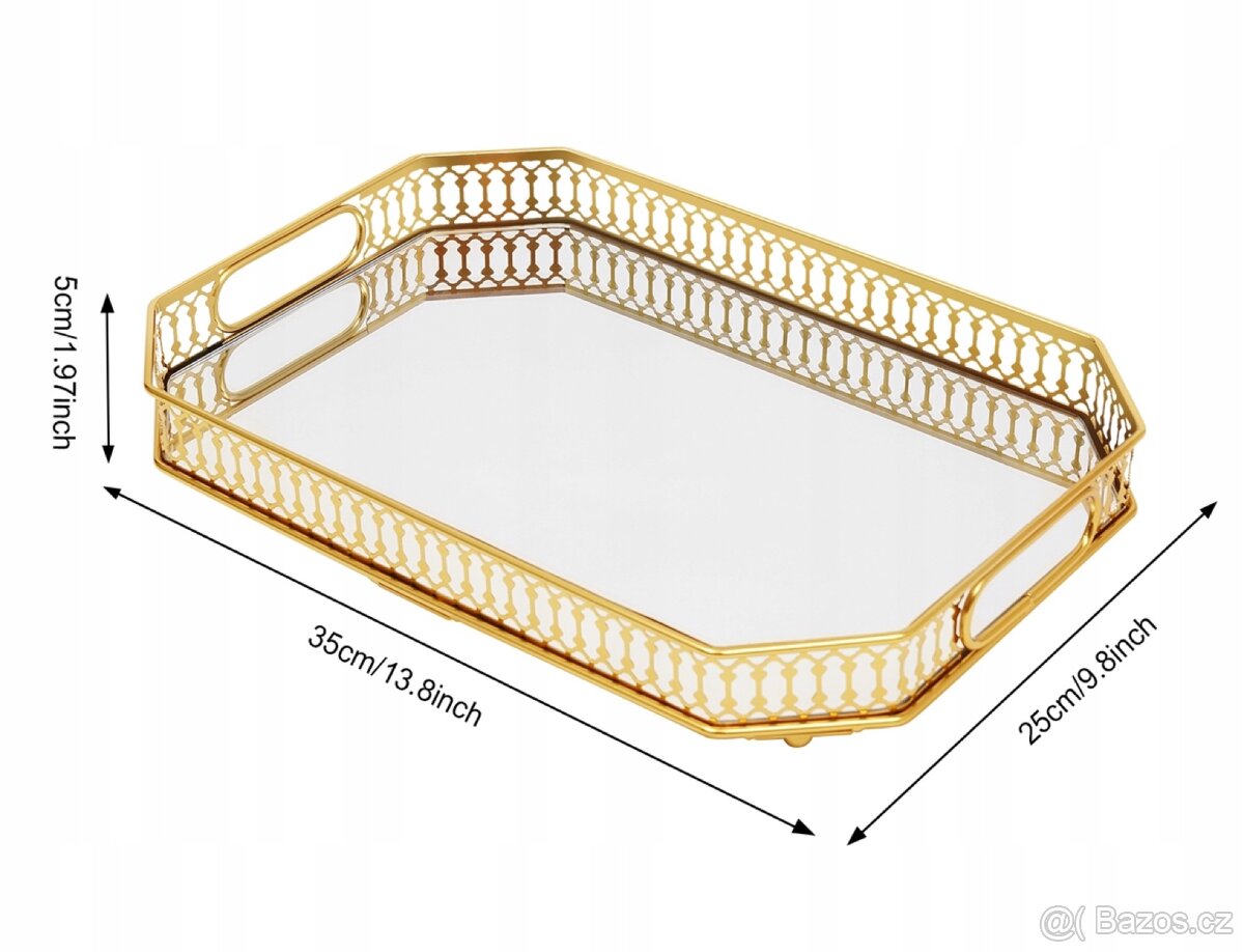 Zlatý dekorativní zrcadlový podnos - 2