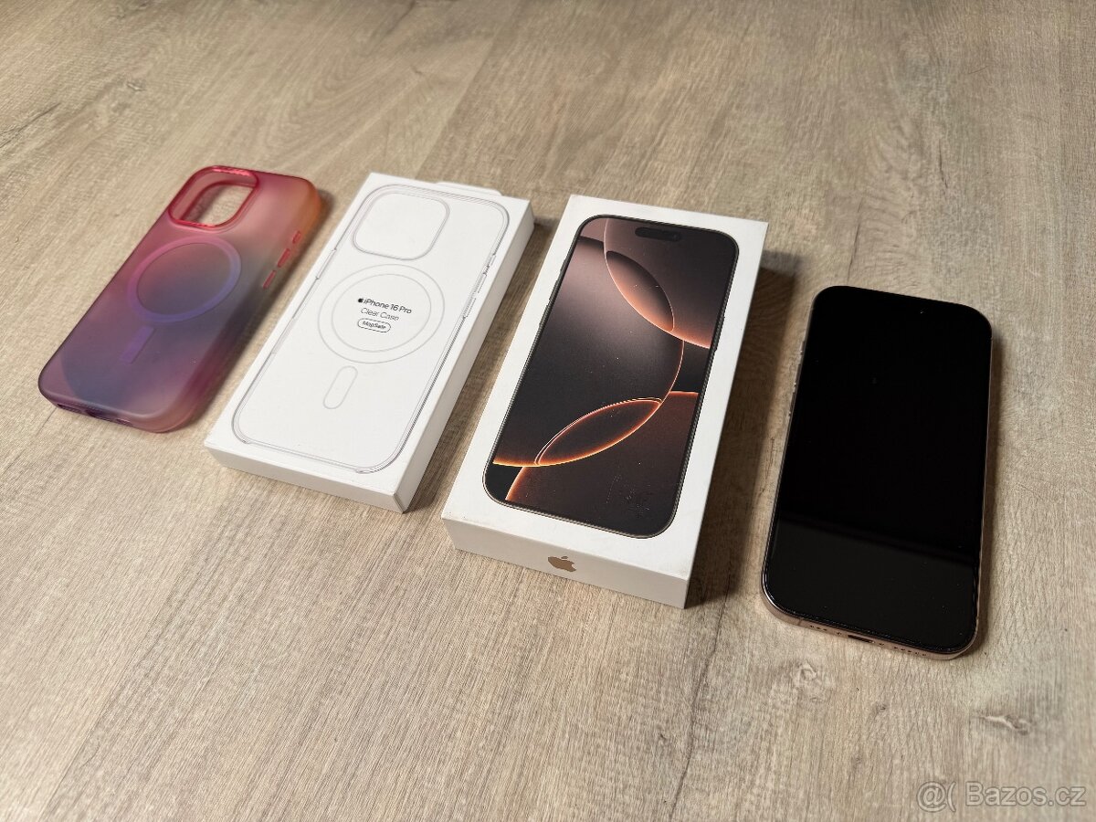 iPhone 16 Pro (128 GB / Pouštní titan) + 2 pouzdra + o. sklo - 2