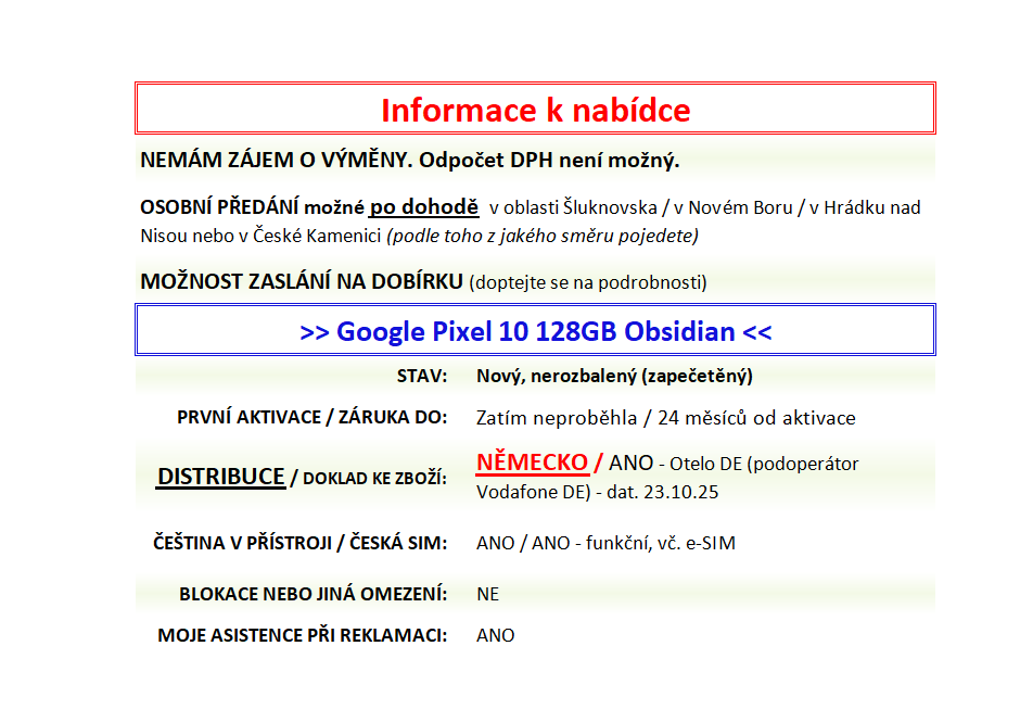 Google Pixel 10 128GB Obsidian NOVÝ NEROZBALENÝ - 2