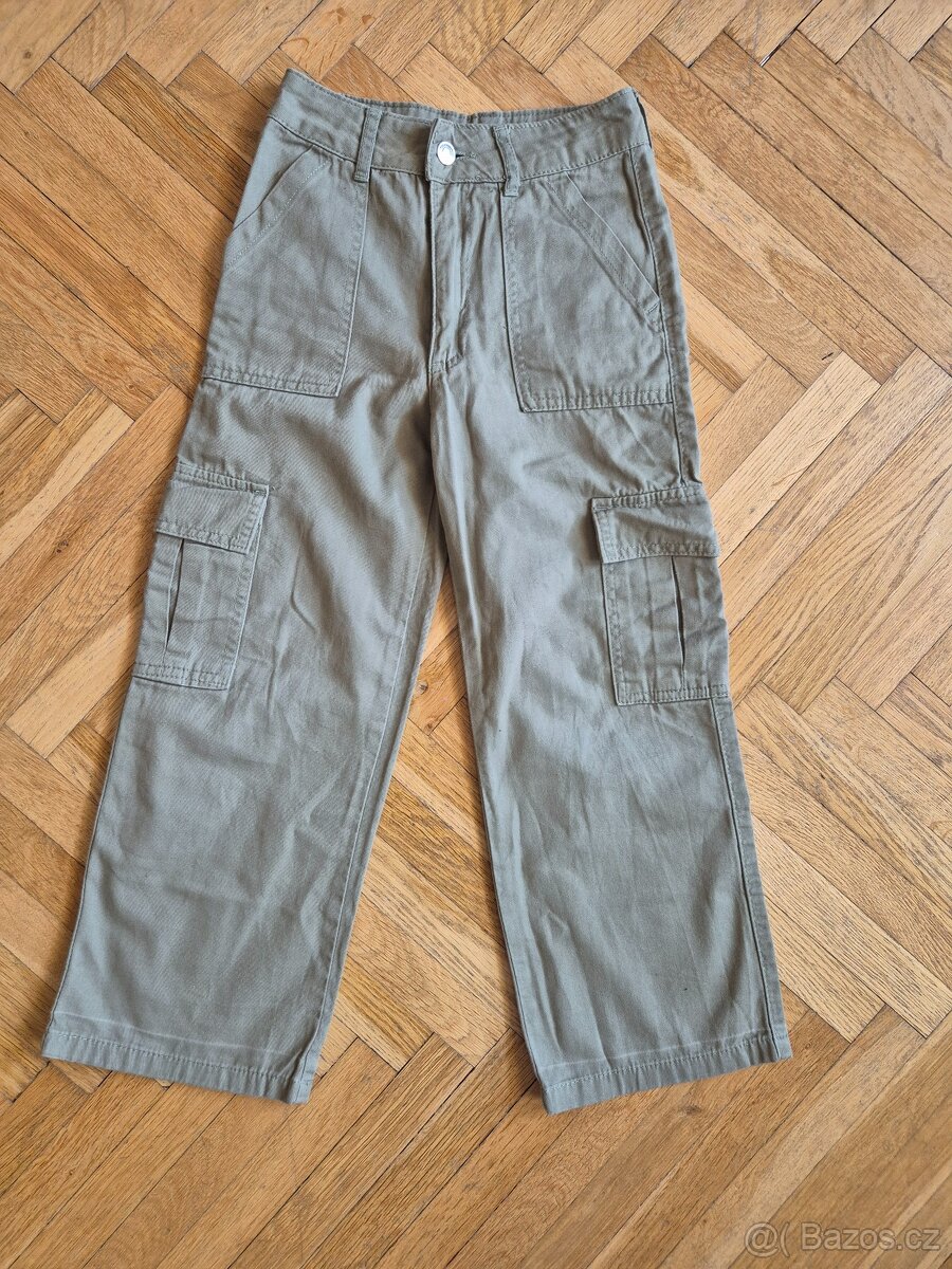 2x plátěné kalhoty 128 (dvojčata) - 2