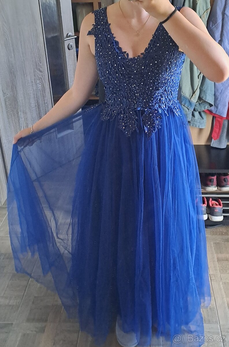 Modré plesové šaty/maturitní šaty - 2