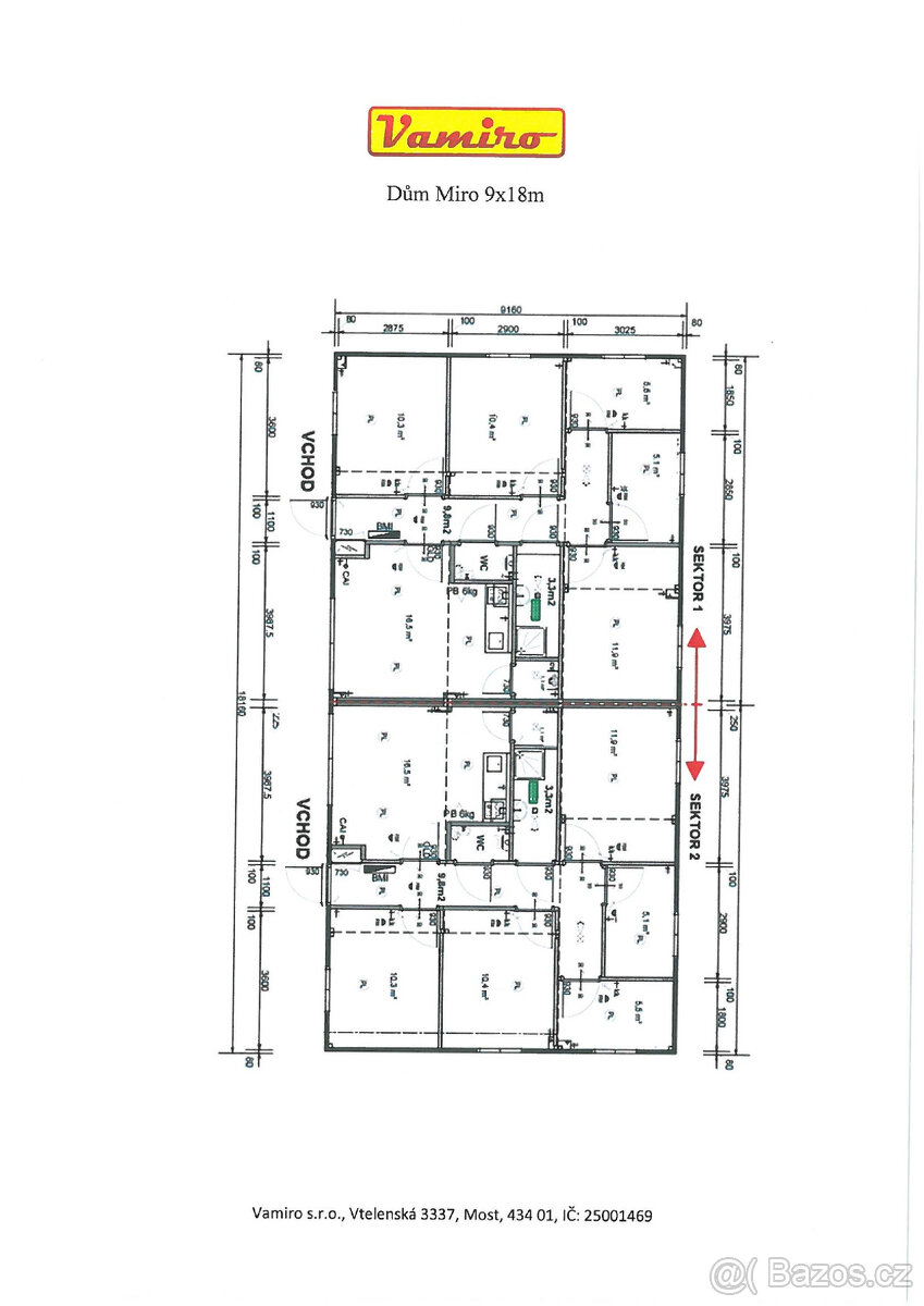 PRODÁM SESTAVU 9KS OBYTNÝCH KONTEJNERŮ 3X6M - 2