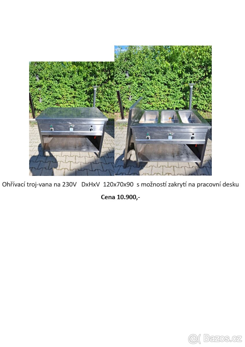 Sporák, Ohřívací vana, chladící stůl do gastroprovozu - 2