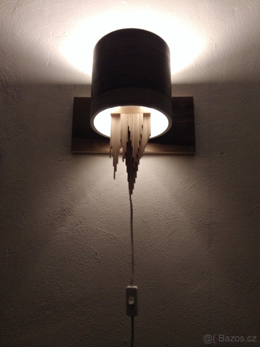 Lampa raketa, dýha orech,masivní drevo - 2