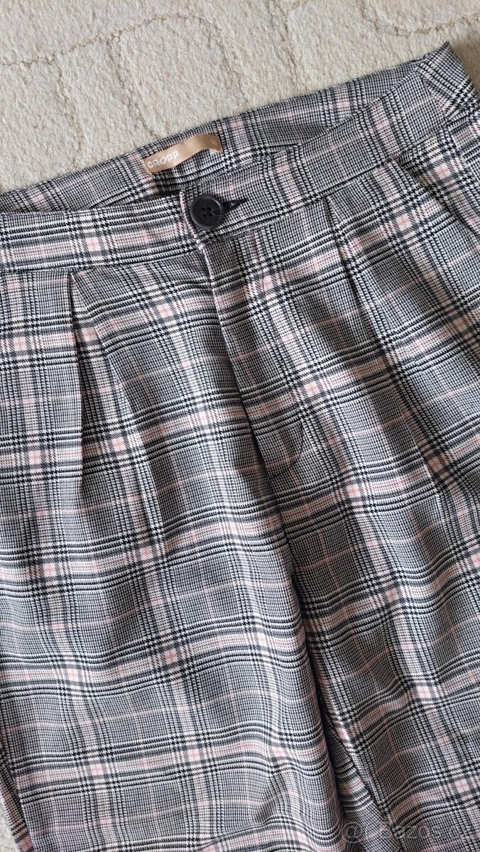 Šedé kárované kalhoty Cropp, vel. S - 2