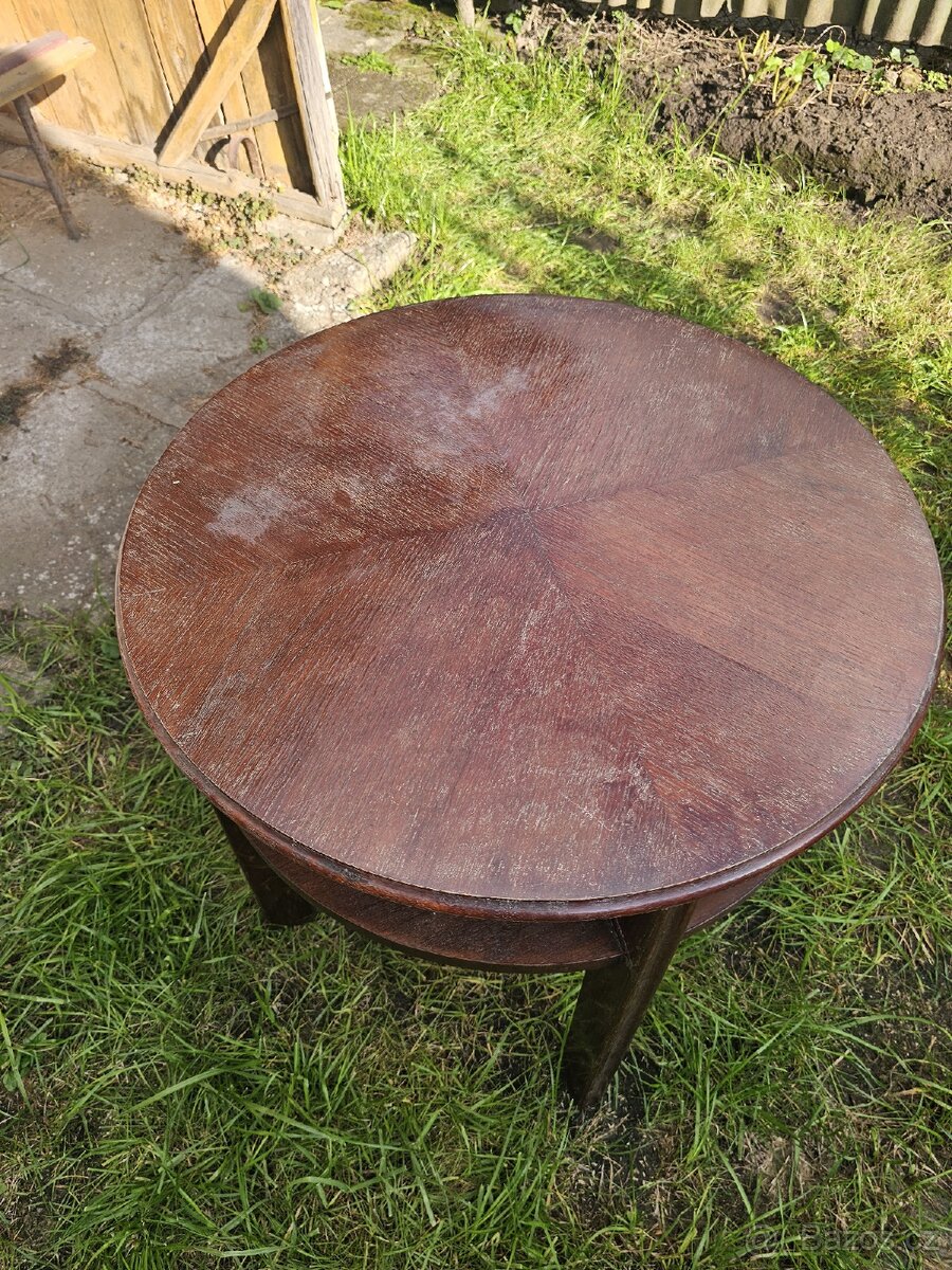 Retro masivní kulatý stůl - 2