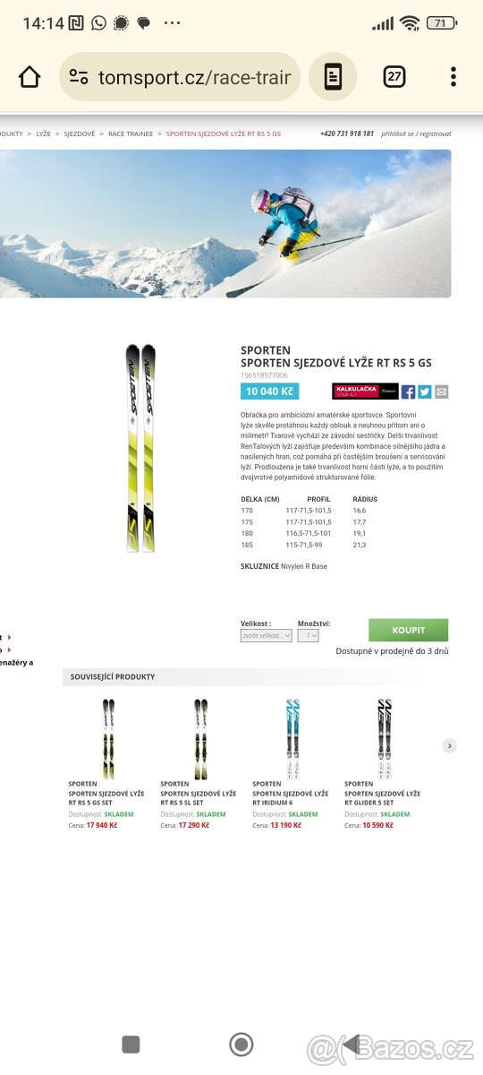 LYŽE SPORTEN RT 5 GS - 180 CM - 2