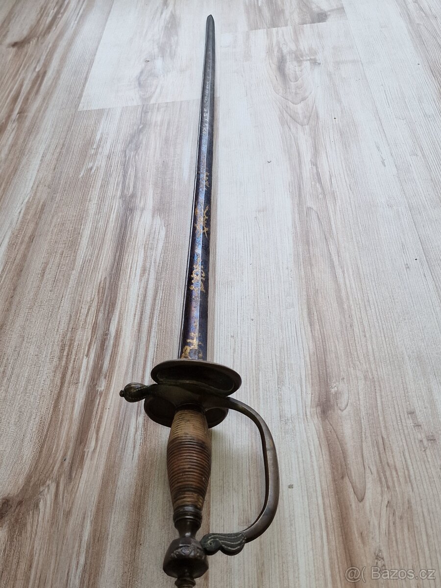 kord důstojník pěchoty Anglie 18.stol - čepel zdobená zlatem - 2