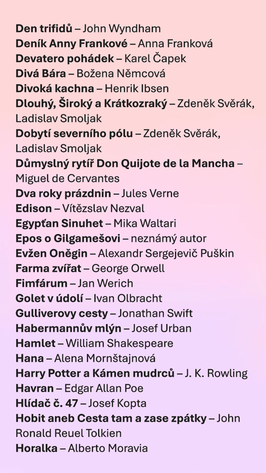 Vypracované maturitní otázky - český jazyk (ČJ) - četba - 2