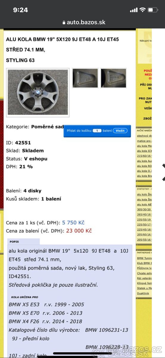 Alu kola bmw 19” styling 63 - 2