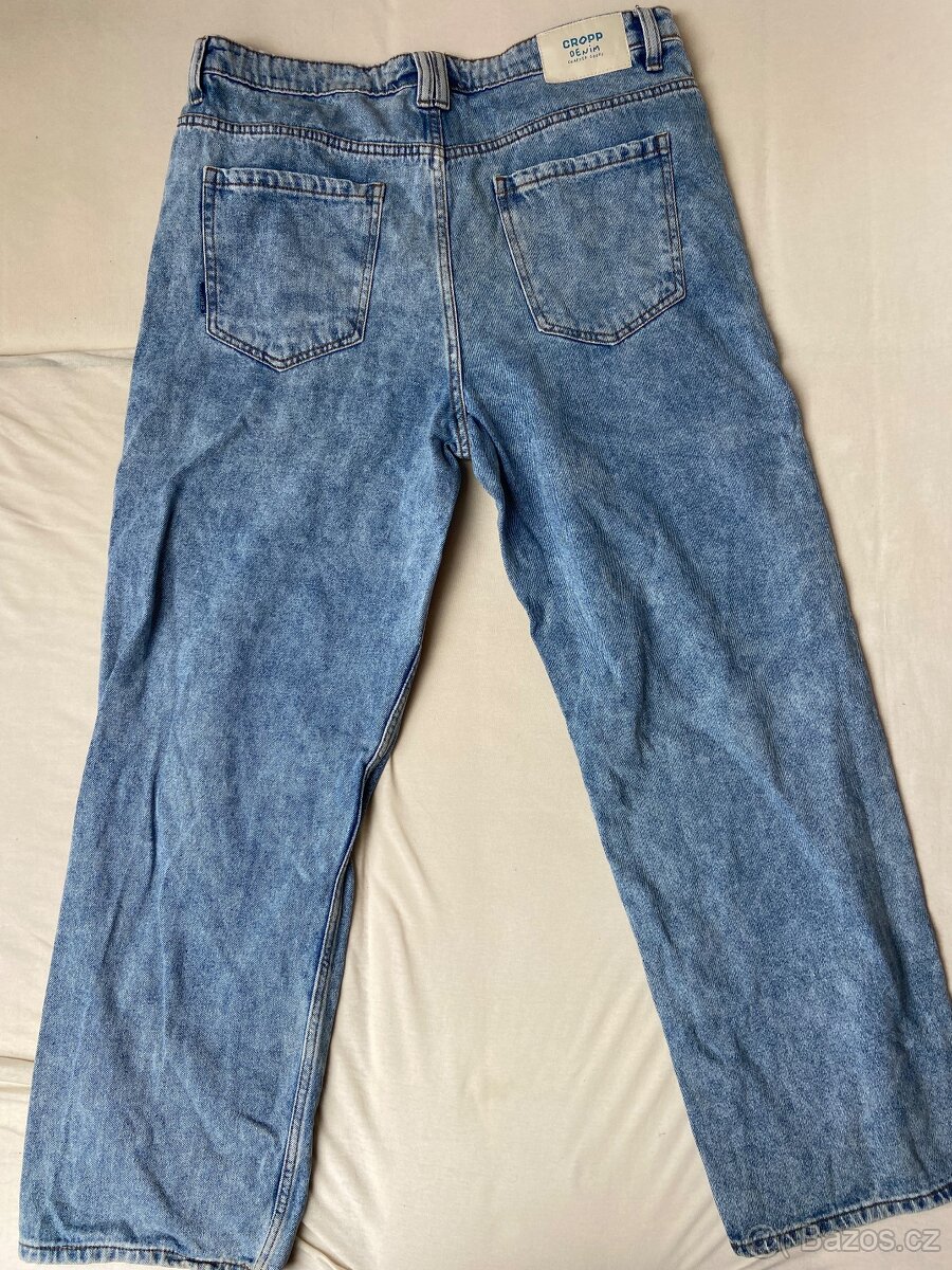 Modré wide leg džíny (Cropp) - 2