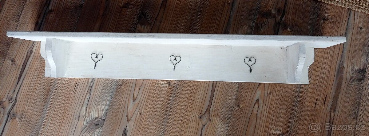 Bílá dřevěná polička 100 cm - 2