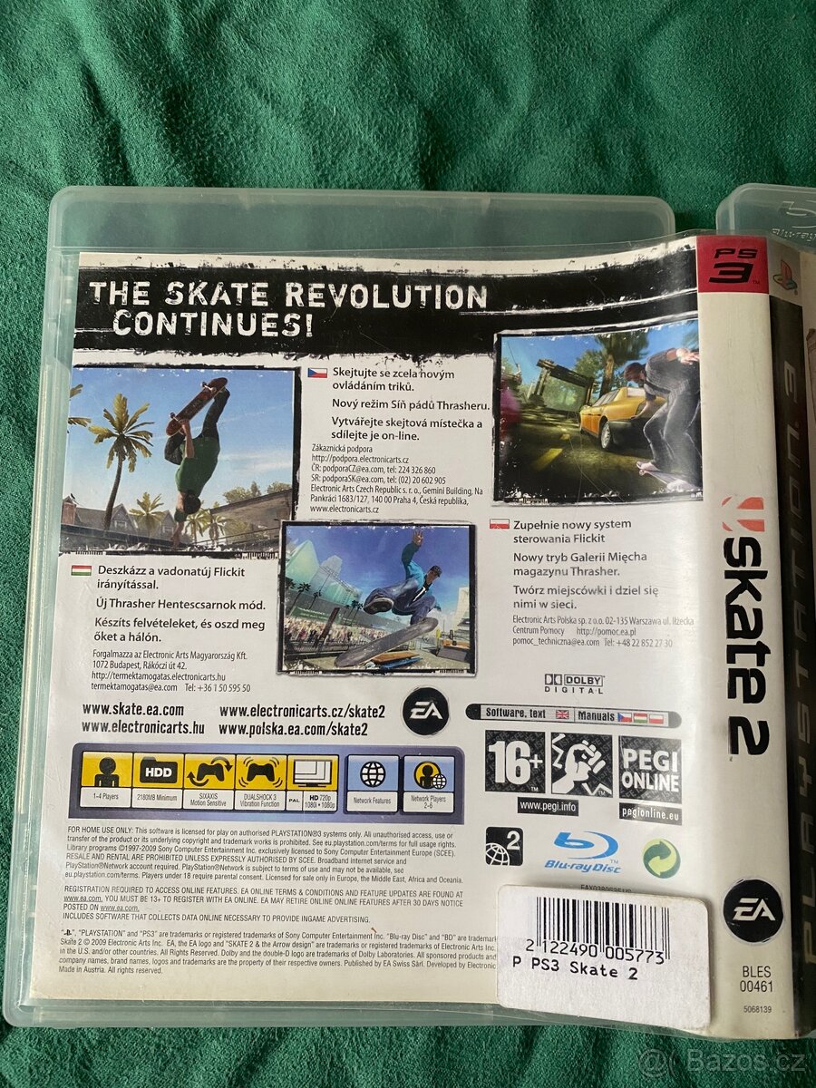 PS3 Skate 2 CZ obal a manuál - 2