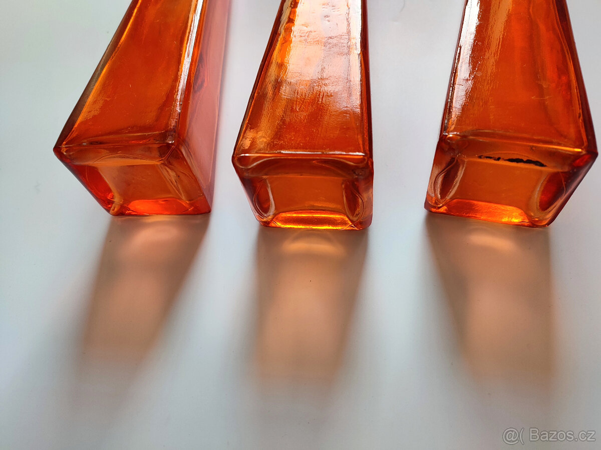 3 kusy skleněné vázy, oranžová - 2