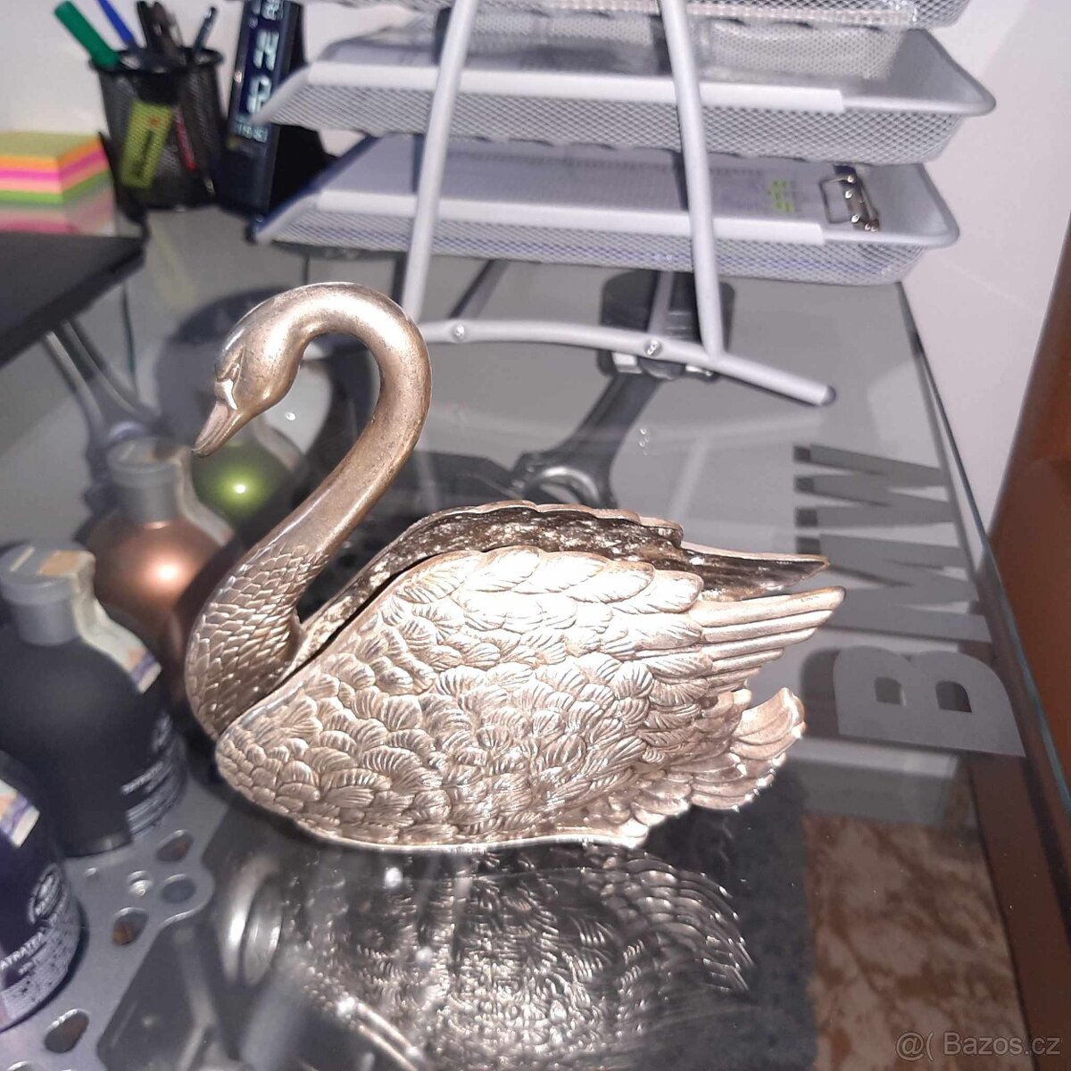 Velmi pěkná soška/stojánek na ubrousky - Alpaka - Labuť - 2