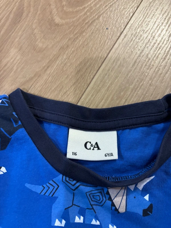 Chlapecké modré triko, s dinosaury, vel. 116, C&A - 2