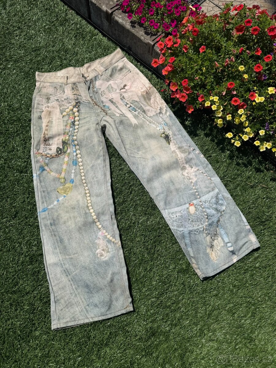 Acne Studios Pearl & Ribbon Print Jeans - 2